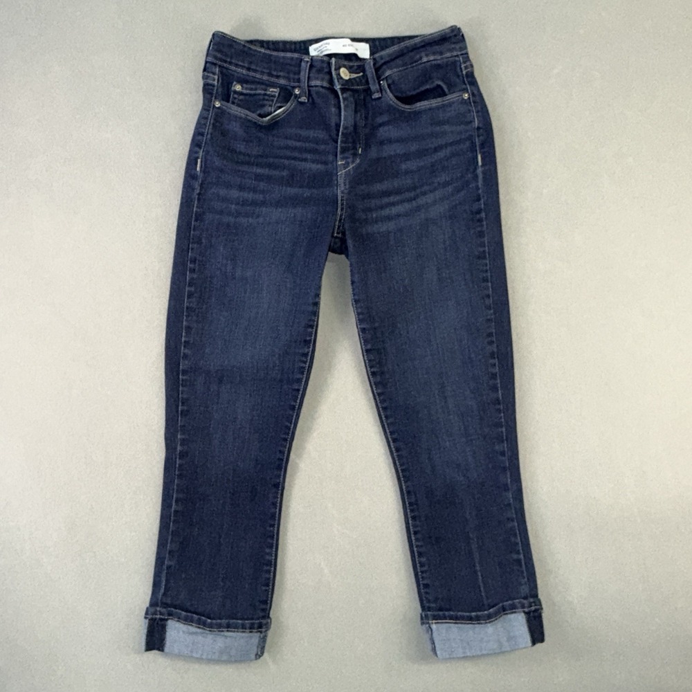 Women's Levi's Casual Western Mid Rise Capri Jeans‎ Blue Denim Size 6/28w